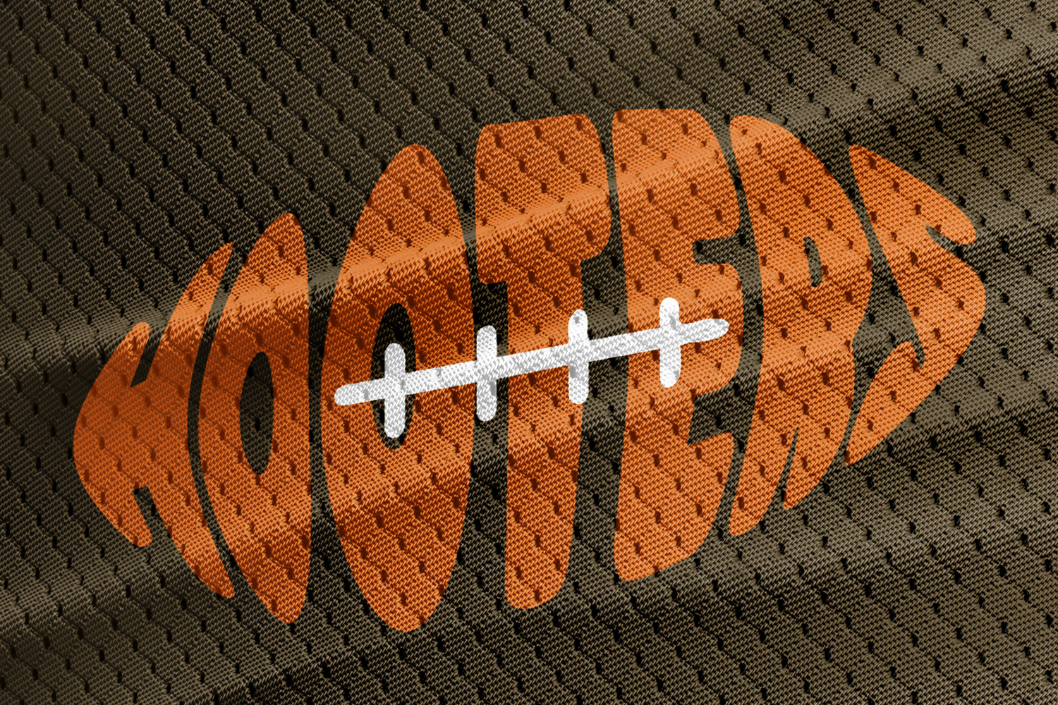 Hooters custom graphic on a white t-shirt