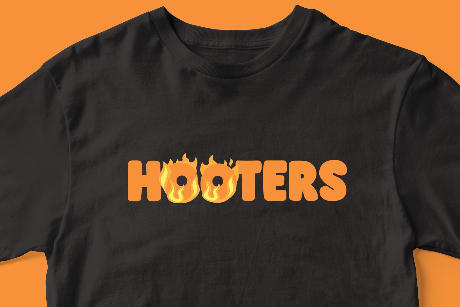hooters logo text with flaming OOs