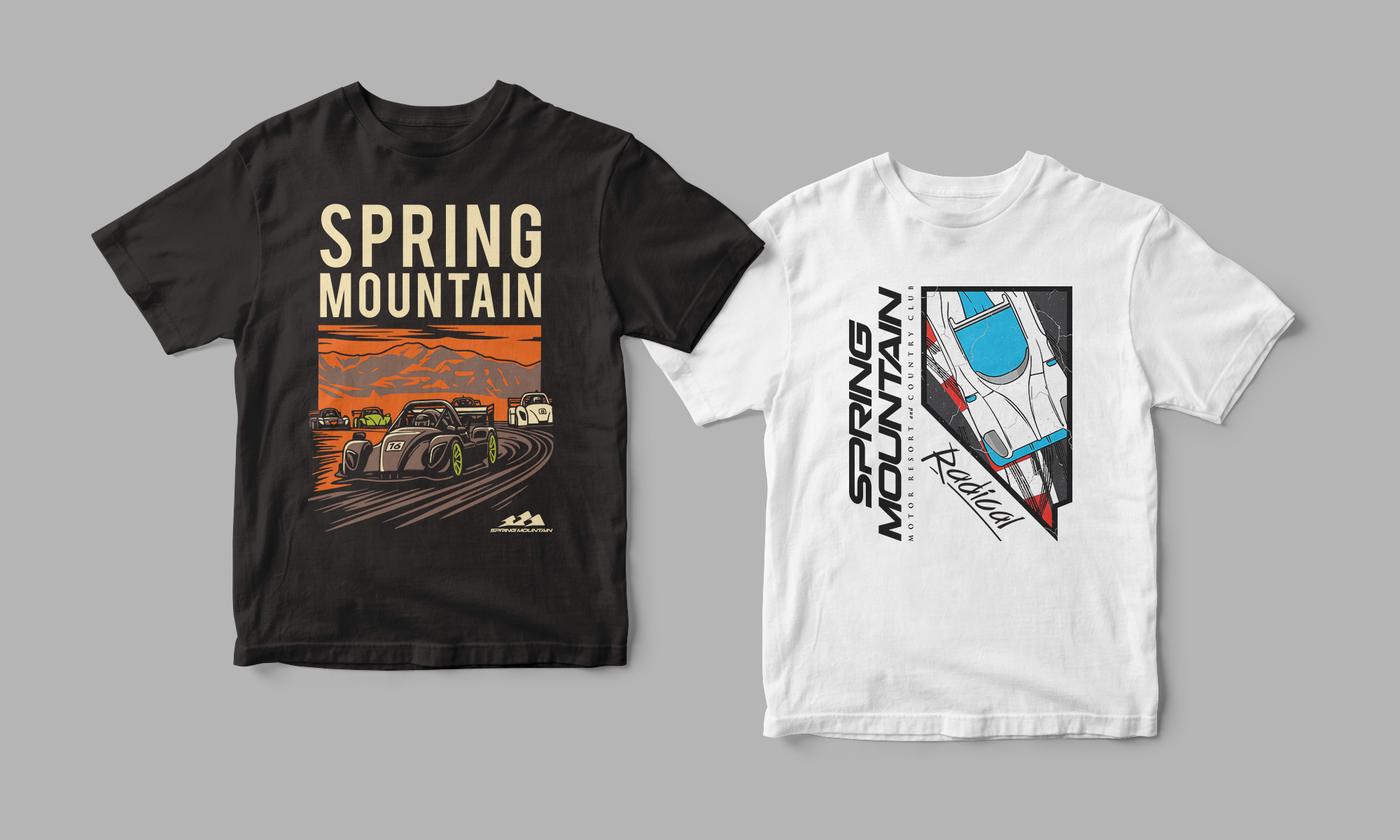 black and white t-shirt with race illustrations