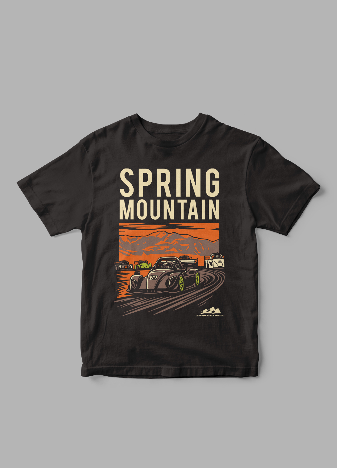 t-shirt with racecar graphic illustration